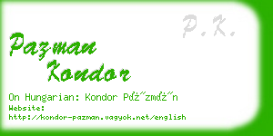 pazman kondor business card